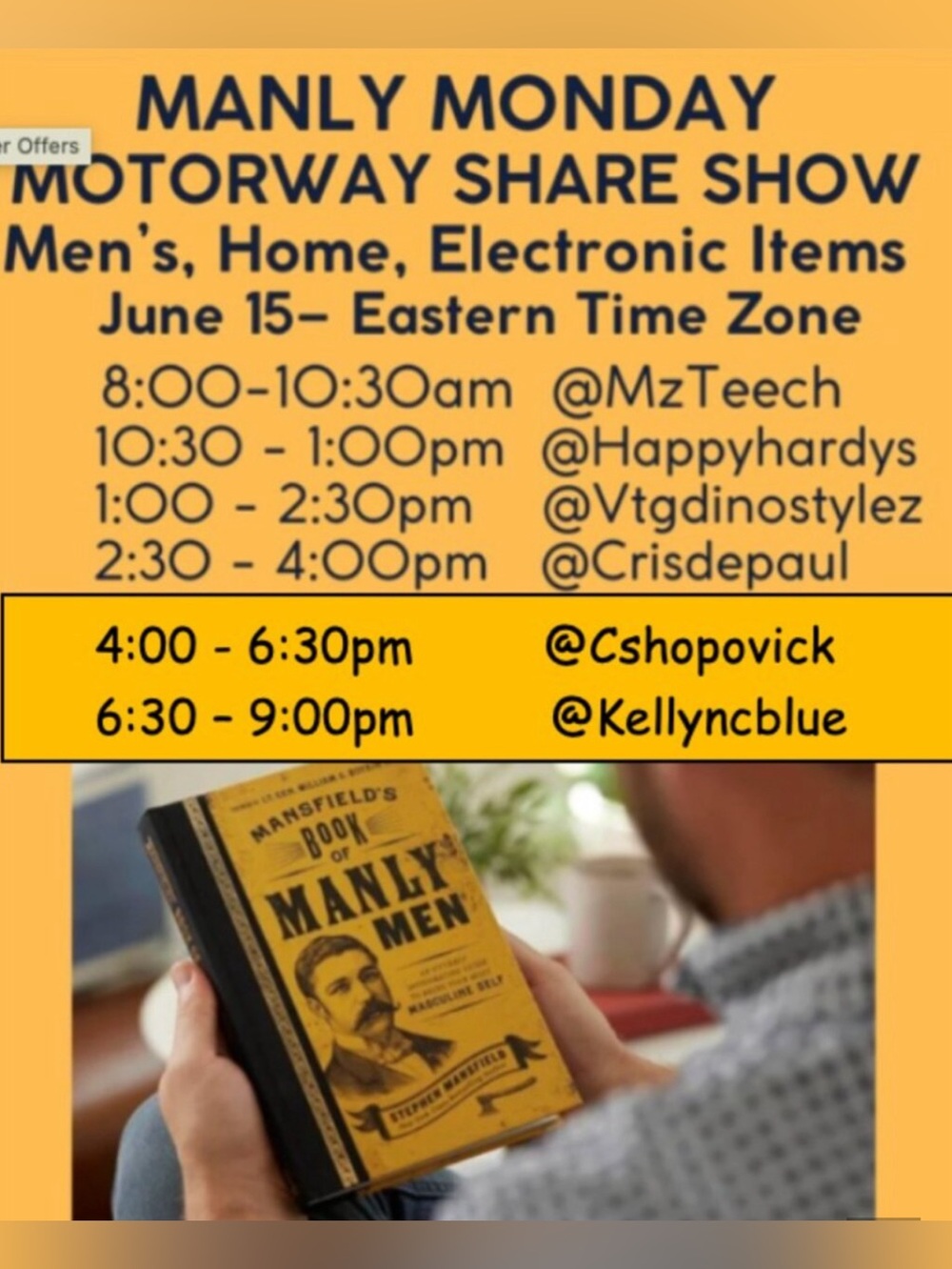 Train Guest Host Flyer! MANLY MONDAY MOTORWAY 6/15